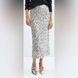 NWT! Mango Midi Sequin Skirt, size L